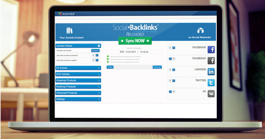 Social Backlinks — автопубликация в социальные сети для Joomla!