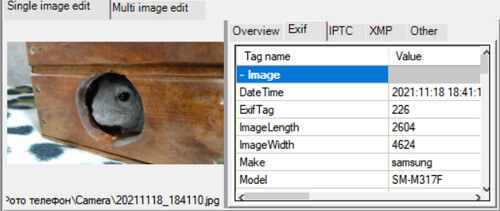 Program for editing EXIF photo information - QuickImageComment