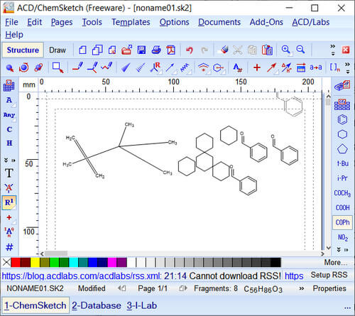 Program for working with chemical formulas