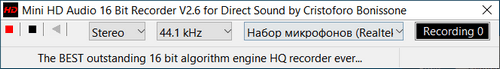 Mini HD Audio 16 Bit Recorder for DirectSound